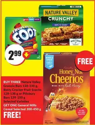 FreshCo Nature valley granola bars 130-230 g, betty crocker fruit snacks 128-138 g or pillsbury bars 139-150 g selected varieties offer