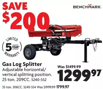 Home Hardware Gas log splitter: 25 ton | 35 ton offer