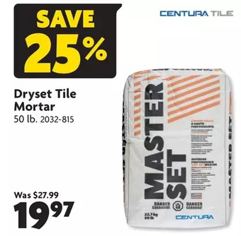Home Hardware Dryset tile mortar offer