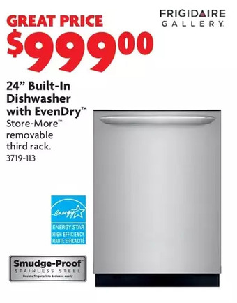Home Hardware 24" built-in dishwasher with evendry offer