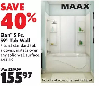 Home Hardware Elan 5 pc. 59" tub wall offer