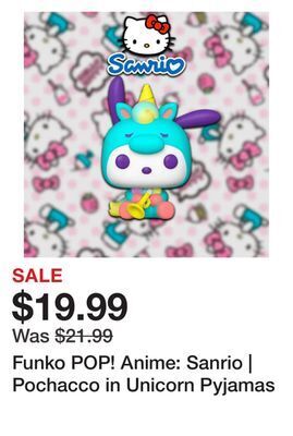 Showcase Funko pop! anime: sanrio | pochacco in unicorn pyjamas offer