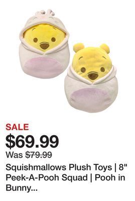 Showcase Squishmallows plush toys | 8" peek-a-pooh squad | pooh in bunny costume offer