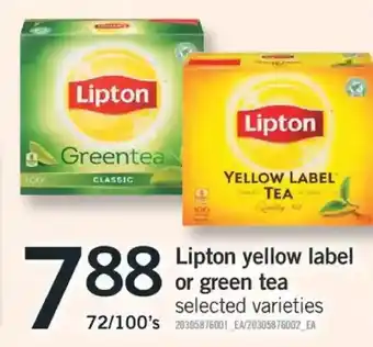 Fortinos Lipton yellow label or green tea offer
