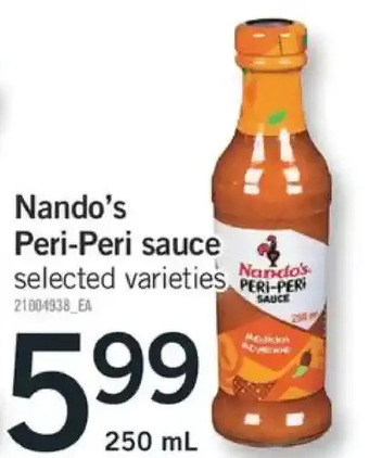 Fortinos Nando's peri-peri sauce offer