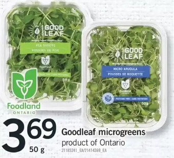 Fortinos Goodleaf microgreens offer