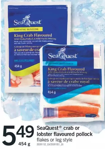 Fortinos Seaquest crab or lobster flavoured pollock offer