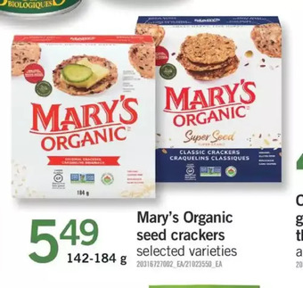 Fortinos Mary's organic seed crackers offer