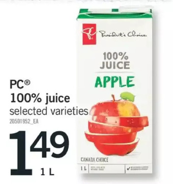 Fortinos Pc 100% juice offer