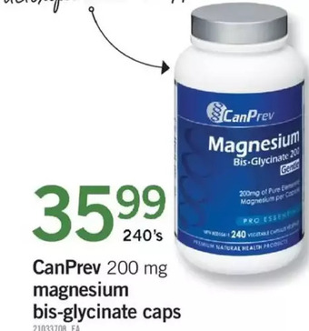 Fortinos Canprev magnesium bis-glycinate caps offer
