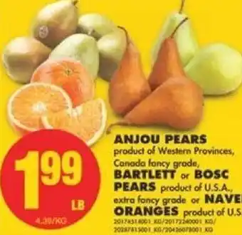 No Frills Anjou Pears , Bartlett or Bosc Pears or Nave Oranges offer