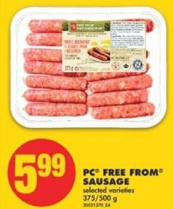 No Frills PC Free From Sausage 375/500g offer