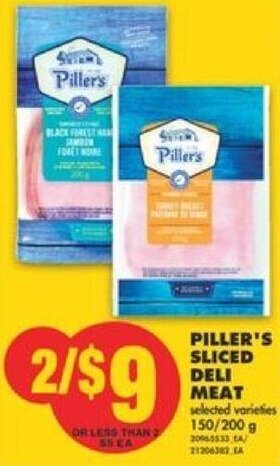 No Frills Piller's Sliced Deli Meat 150/200 g offer