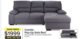 Leon's Camille pop-up sofa bed with right-facing chaise- grey, charcoal offer