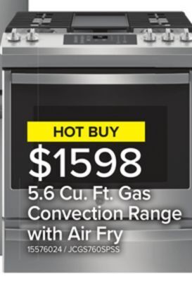 Leon's Ge stainless steel 30" slide-in gas convection range with air fry (5.6 cu. ft.) - jcgs760spss offer