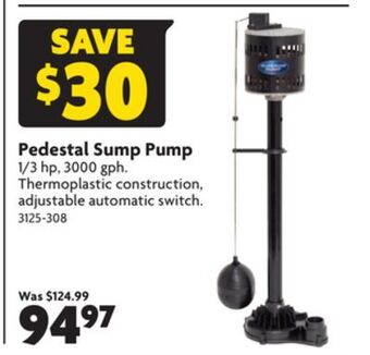 Home Hardware Pedestal sump pump offer