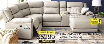 Leon's Holton 5-piece leather sectional with right-facing chaise - grey offer