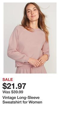 Old Navy Vintage long-sleeve sweatshirt for women offer