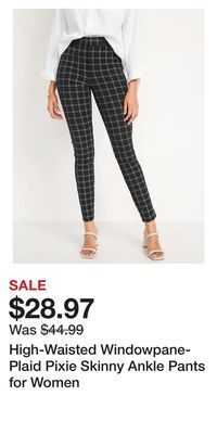 Old Navy High-waisted windowpane-plaid pixie skinny ankle pants for women offer