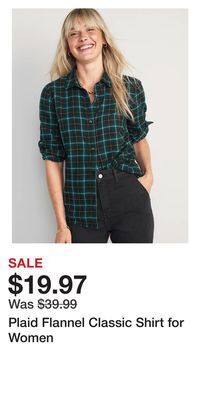 Old Navy Plaid flannel classic shirt for women offer