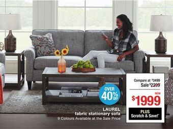 La Z Boy Laurel fabric stationary sofa offer