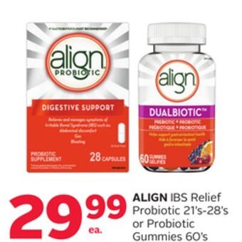 Rexall Align ibs relief probiotic 21' s-28' s or probiotic gummies 60' s offer