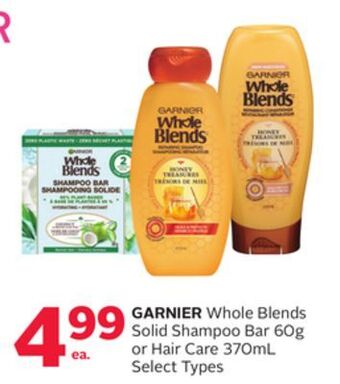 Rexall Garnier whole blends solid shampoo bar 60g or hair care 370ml offer