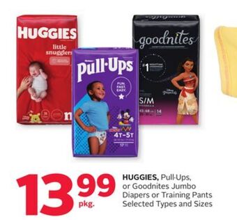 Rexall Huggies, pull·ups, or goodnites jumbo diapers or training pants offer