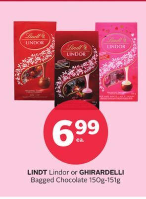 Rexall Lindt lindor or ghirardelli bagged chocolate offer