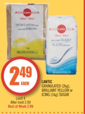 Shoppers Drug Mart Lantic granulated (2kg), brilliant yellow or icing (1kg) sugar offer
