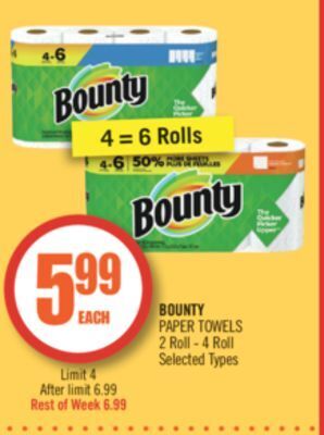 Shoppers Drug Mart Bounty paper towels offer