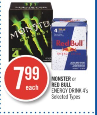 Shoppers Drug Mart Monster or red bull energy drink offer
