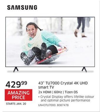 The Source Samsung 43" tu7000 crystal 4k uhd smart tv offer