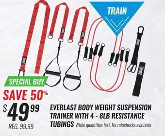 Everlast body weight suspension trainer with 4-8lb resistance tubings