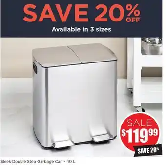 Kitchen Stuff Plus Sleek double step garbage can offer