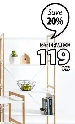 JYSK Fyn 5-tier wide bookcase offer