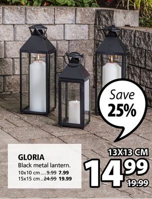 JYSK Gloria black metal lantern offer