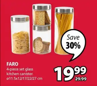 JYSK Faro 4-piece set glass kitchen canister offer