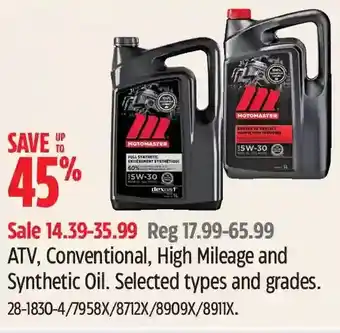 Canadian Tire Atv, conventional, high mileage and synthetic oil offer