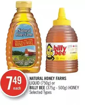 Shoppers Drug Mart Natural honey farms liquid or billy bee honey offer