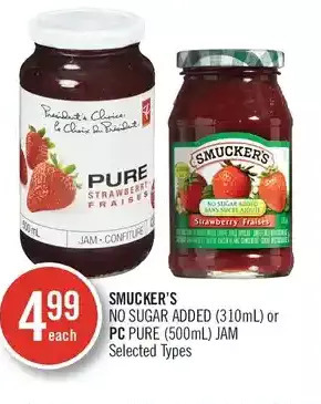 Shoppers Drug Mart Smucker's no sugar added or pc pure jam offer