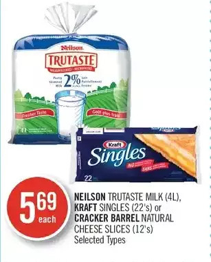 Shoppers Drug Mart Neilson trutaste milk, kraft singles or cracker barrel natural cheese slices offer