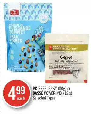 Shoppers Drug Mart Pc beef jerky or bassé power mix offer