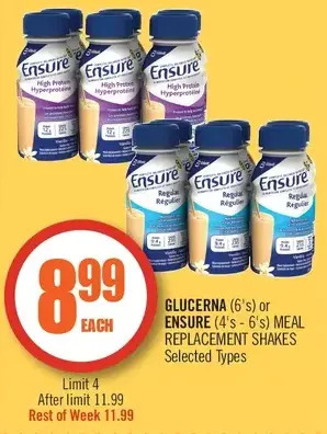 Shoppers Drug Mart Glucerna or ensure meal replacement shakes offer