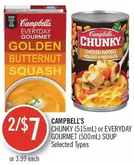 Shoppers Drug Mart Campbell's chunky or everyday gourmet soup offer