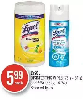 Shoppers Drug Mart Lysol disinfecting wipes or spray offer