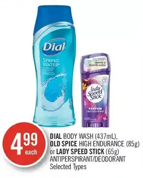 Shoppers Drug Mart Dial body wash, old spice high endurance or lady speed stick antiperspirant/deodorant offer
