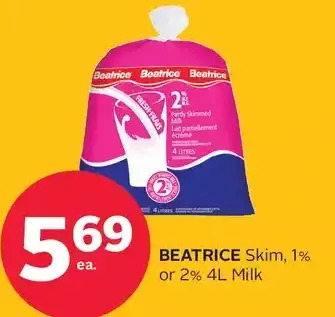 Rexall Beatrice skim 1% or 2% milk offer