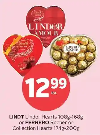 Rexall Lindt lindor hearts or ferrero rocher or collection hearts offer