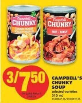 No Frills Campbell's Chunky Soup 515 ml offer